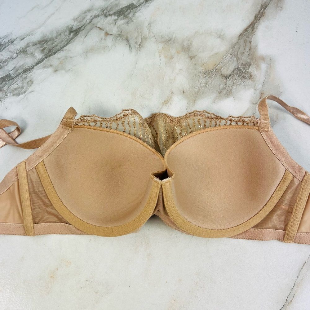 Soma 79984 Tan/Nude Lace Sequin Mesh Overlay Lightly Lined Bra,  32C - Picture 11 of 16